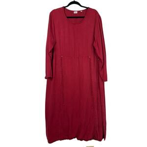 Vintage Made In USA Heaven Red Tencel Front Tie Maxi Dress Size XL / 1X